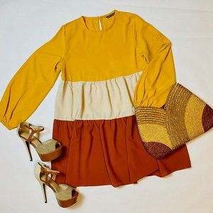 Small Shein Color Block Peasant Dress